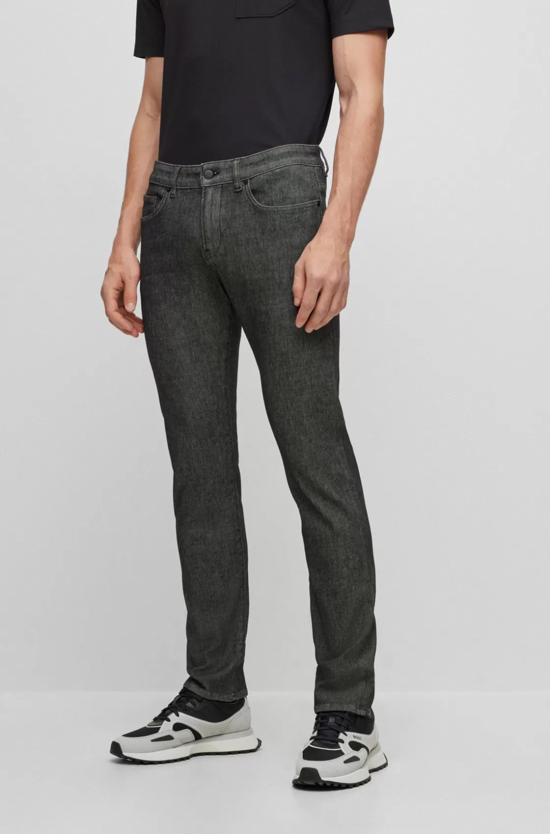 HUGO BOSS Slim-fit Jeans In Performance-stretch Knitted Denim Black Fashion