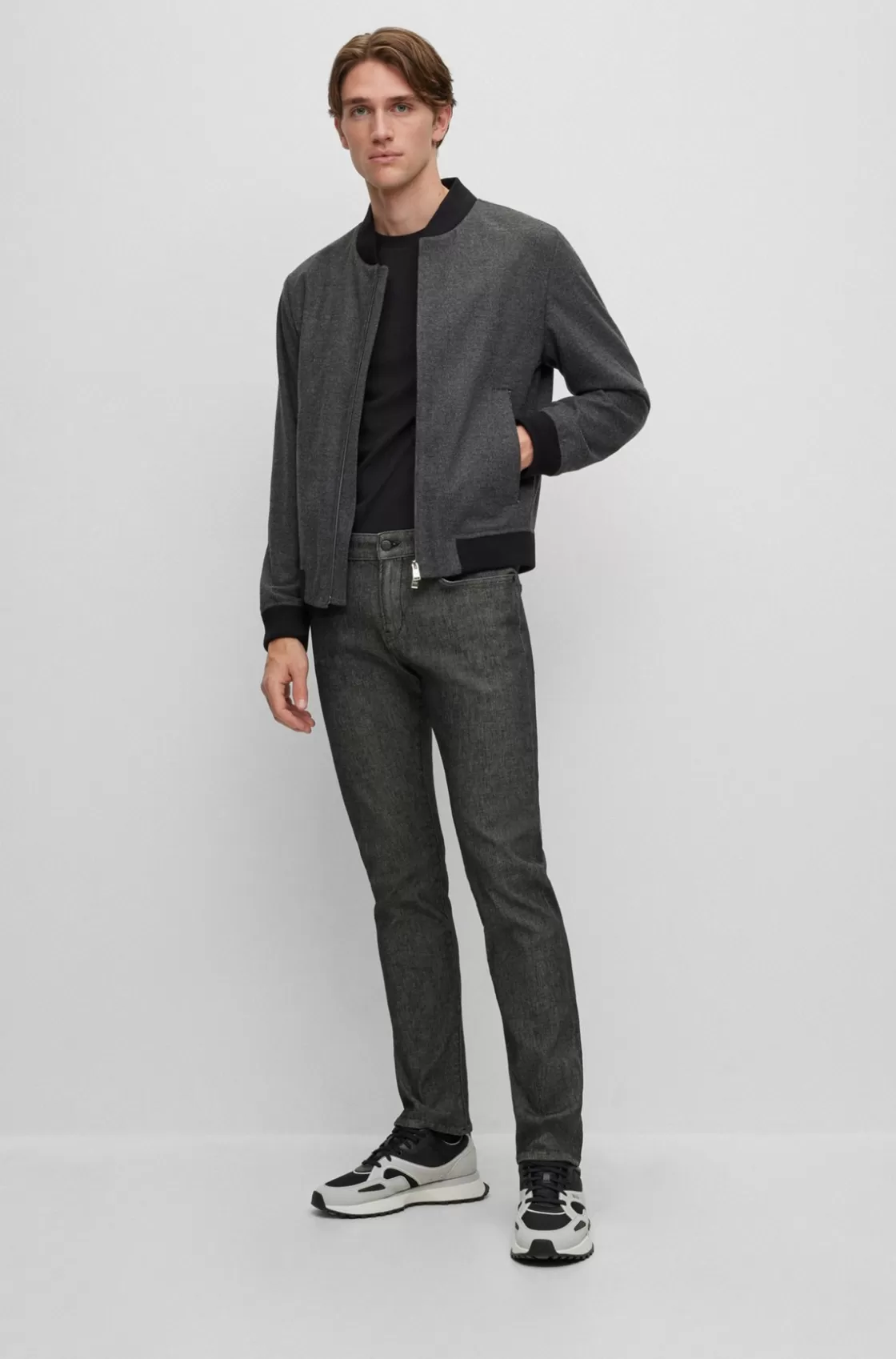 HUGO BOSS Slim-fit Jeans In Performance-stretch Knitted Denim Black Fashion