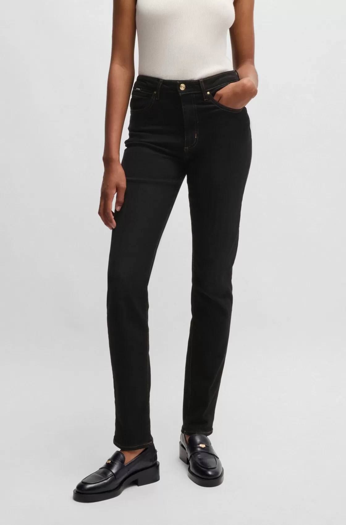 HUGO BOSS Slim-fit Jeans In Stretch Denim Black Online