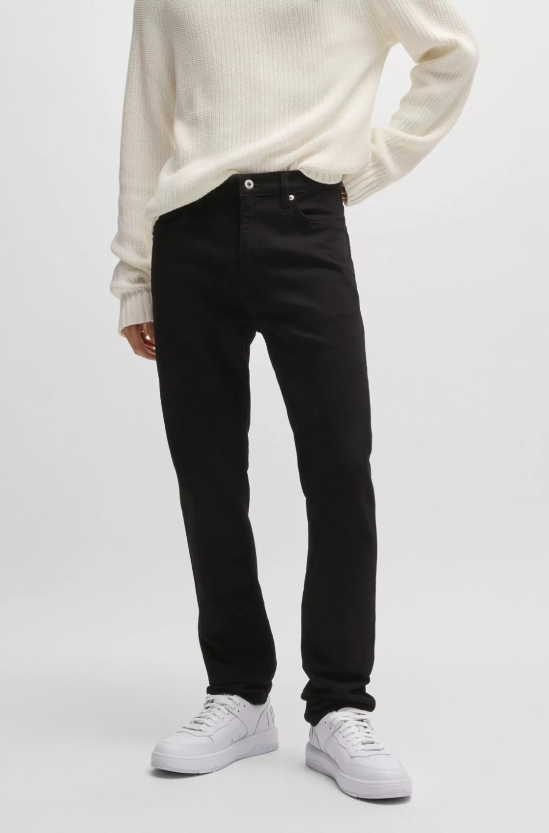 HUGO BOSS Slim-fit Jeans In Stretch Denim Black Sale