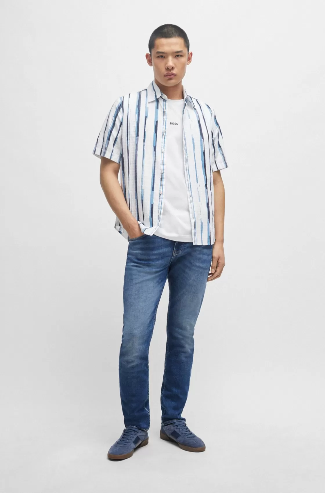 HUGO BOSS Slim-fit Jeans In Comfort-stretch Denim Blue Store