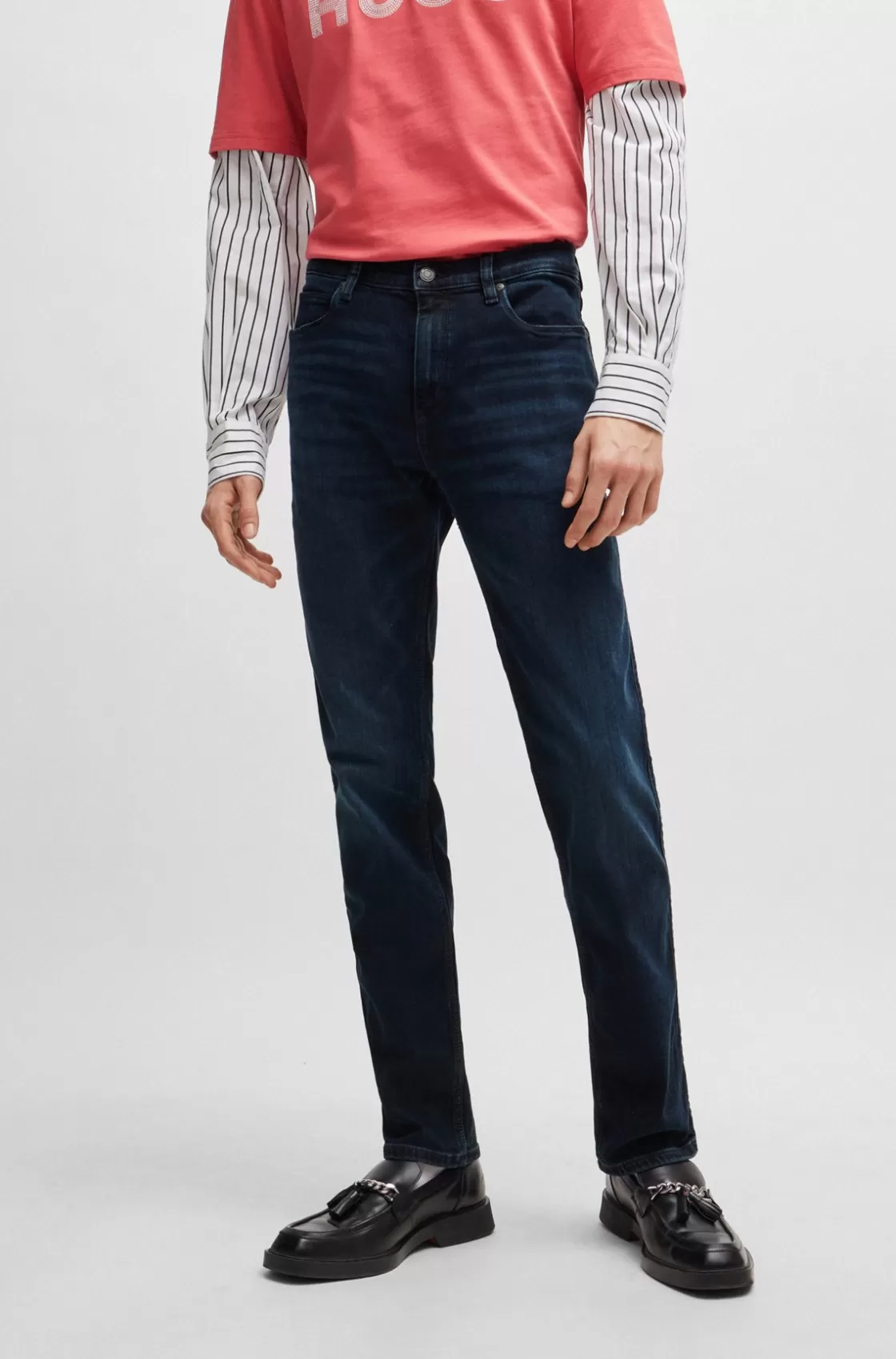 HUGO BOSS Slim-fit Jeans In Blue-black Stretch Denim Dark Blue Online