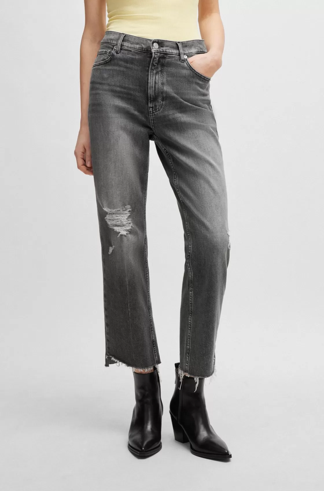 HUGO BOSS Slim-fit Jeans In Gray Stretch Denim Grey Fashion