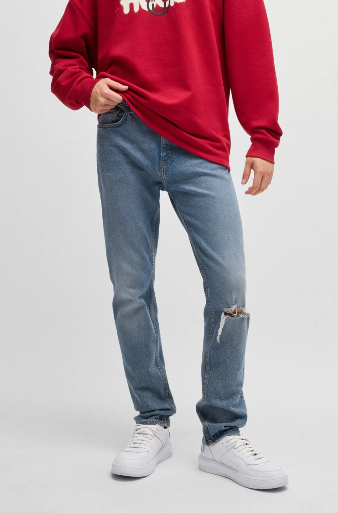 HUGO BOSS Slim-fit Jeans In Mid-blue Comfort-stretch Denim Turquoise Clearance