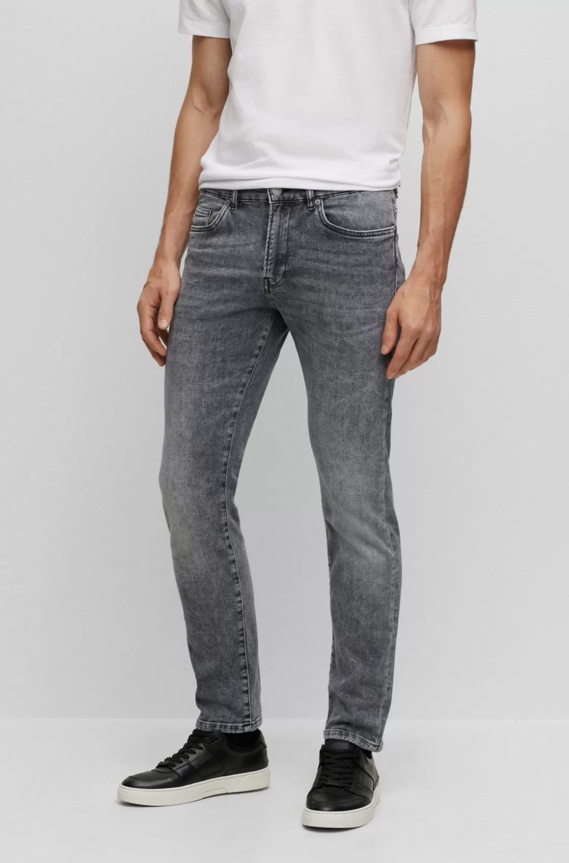 HUGO BOSS Slim-fit Jeans In Stonewashed Gray Italian Stretch Denim Dark Grey Best Sale