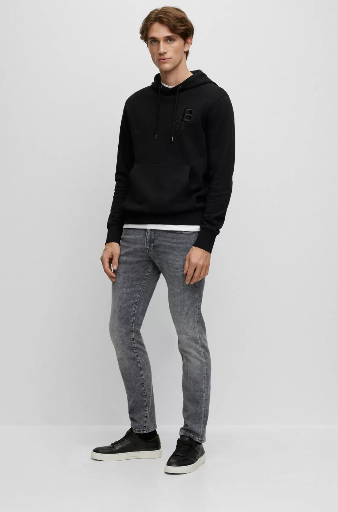 HUGO BOSS Slim-fit Jeans In Stonewashed Gray Italian Stretch Denim Dark Grey Best Sale
