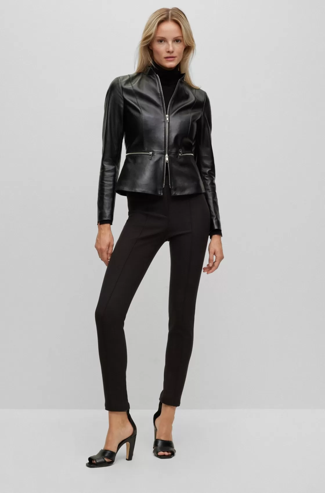 HUGO BOSS Slim-fit Pants In Stretch Fabric With Pintuck Pleats Black Clearance
