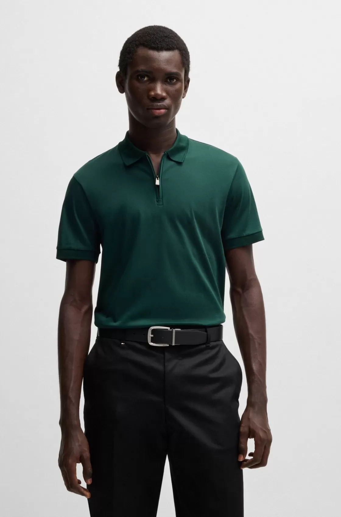 HUGO BOSS Slim-fit Polo Shirt In Mercerized Cotton Light Green Clearance