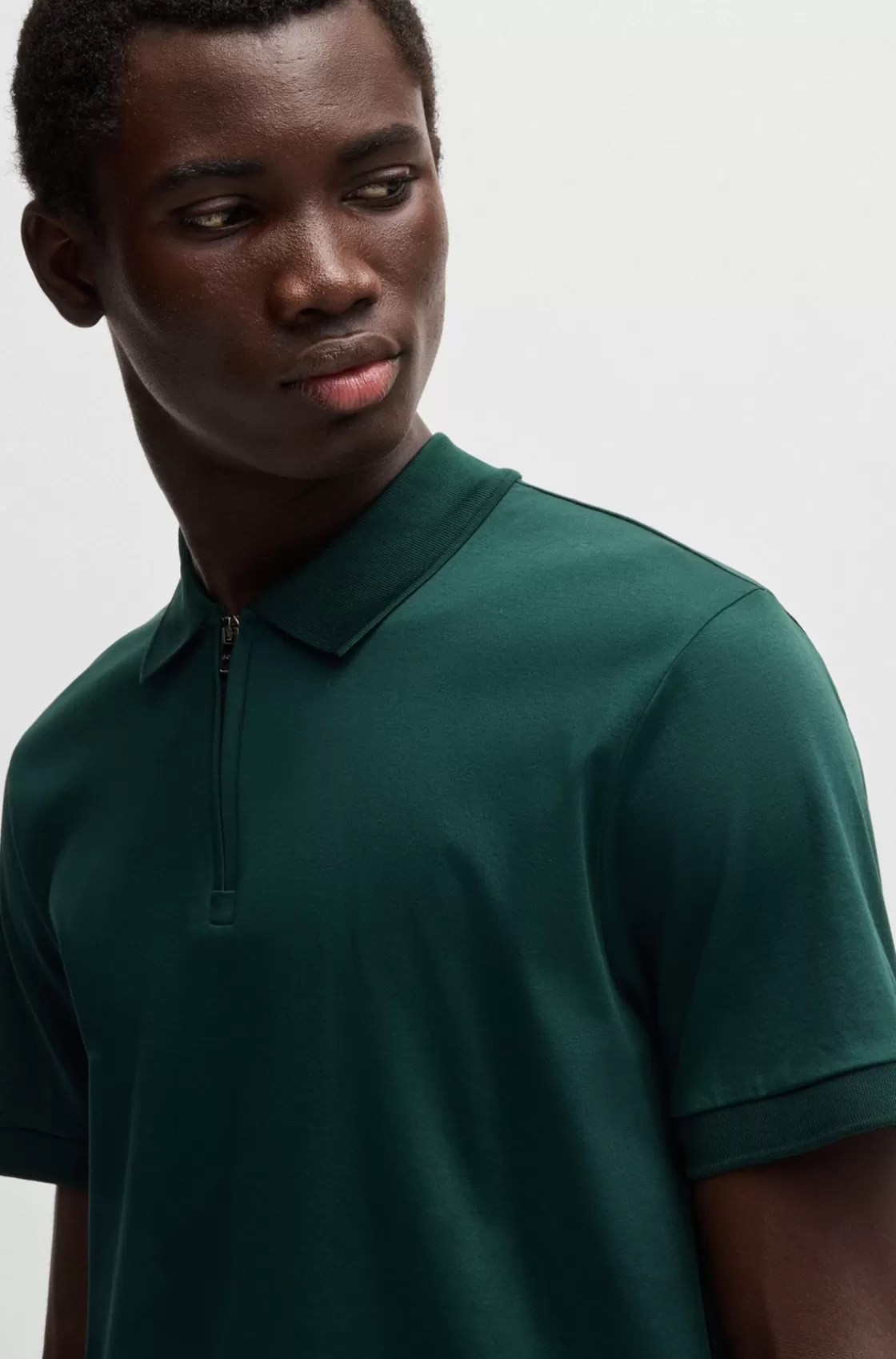 HUGO BOSS Slim-fit Polo Shirt In Mercerized Cotton Light Green Clearance