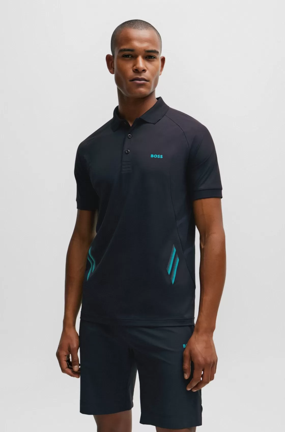 HUGO BOSS Slim-fit Polo Shirt In Moisture-wicking Stretch Fabric Dark Blue Sale