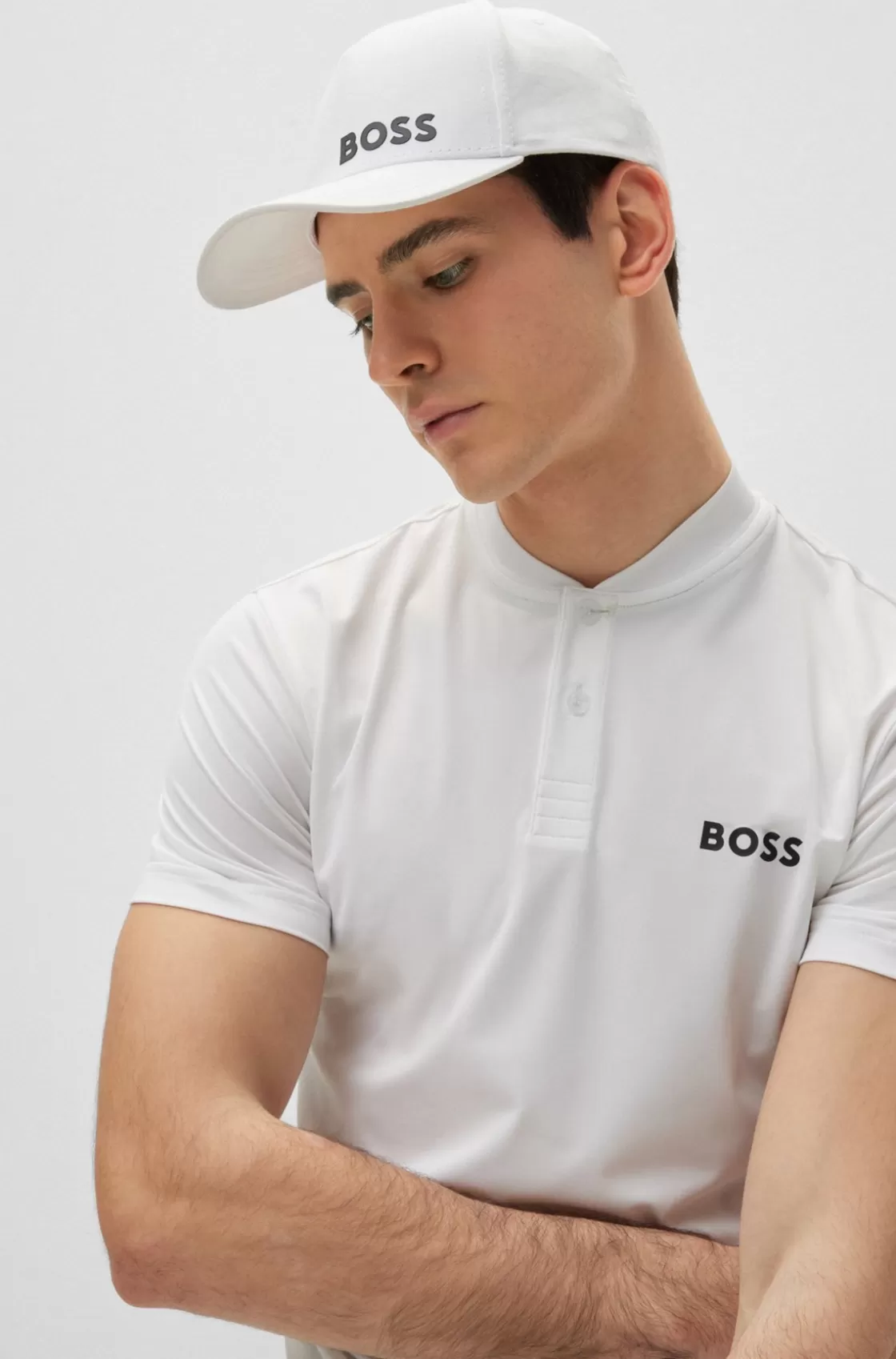 HUGO BOSS Slim-fit Polo Shirt With Bomber-style Collar White Store