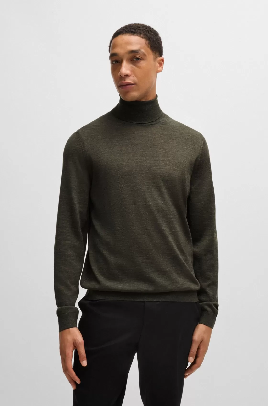 HUGO BOSS Slim-fit Rollneck Sweater In Wool Light Green Discount