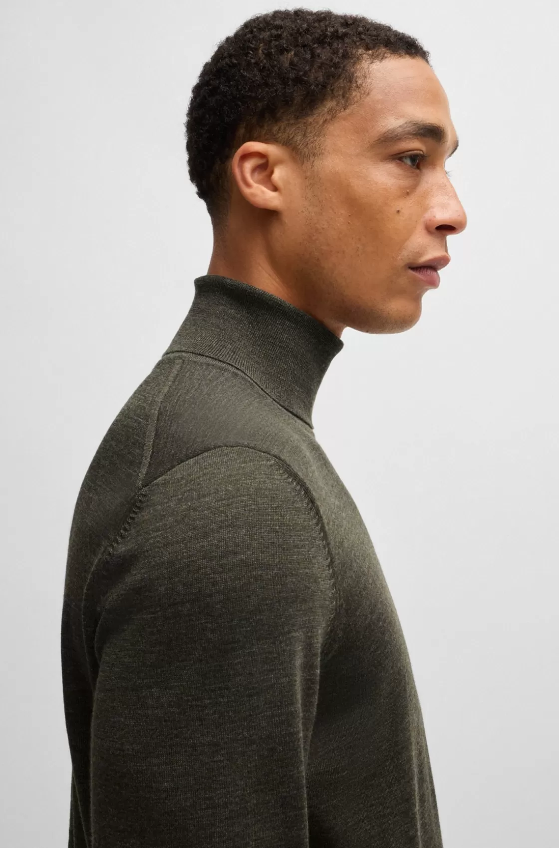 HUGO BOSS Slim-fit Rollneck Sweater In Wool Light Green Discount