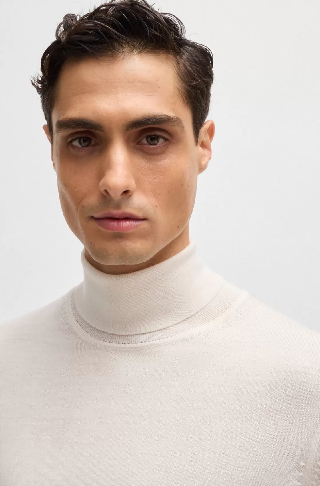 HUGO BOSS Slim-fit Rollneck Sweater In Wool White Sale
