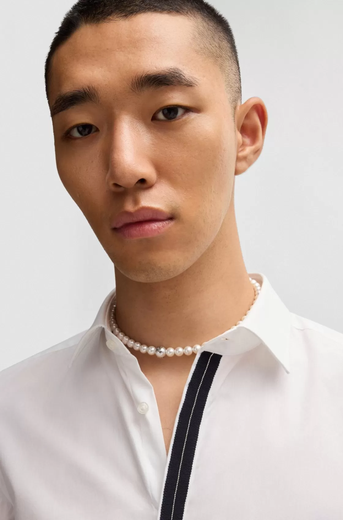 HUGO BOSS Slim-fit Shirt In Cotton Poplin With Placket Trim White Store