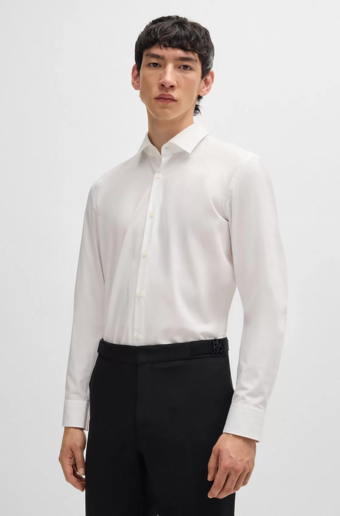 HUGO BOSS Slim-fit Shirt In Easy-iron Cotton Poplin White Flash Sale