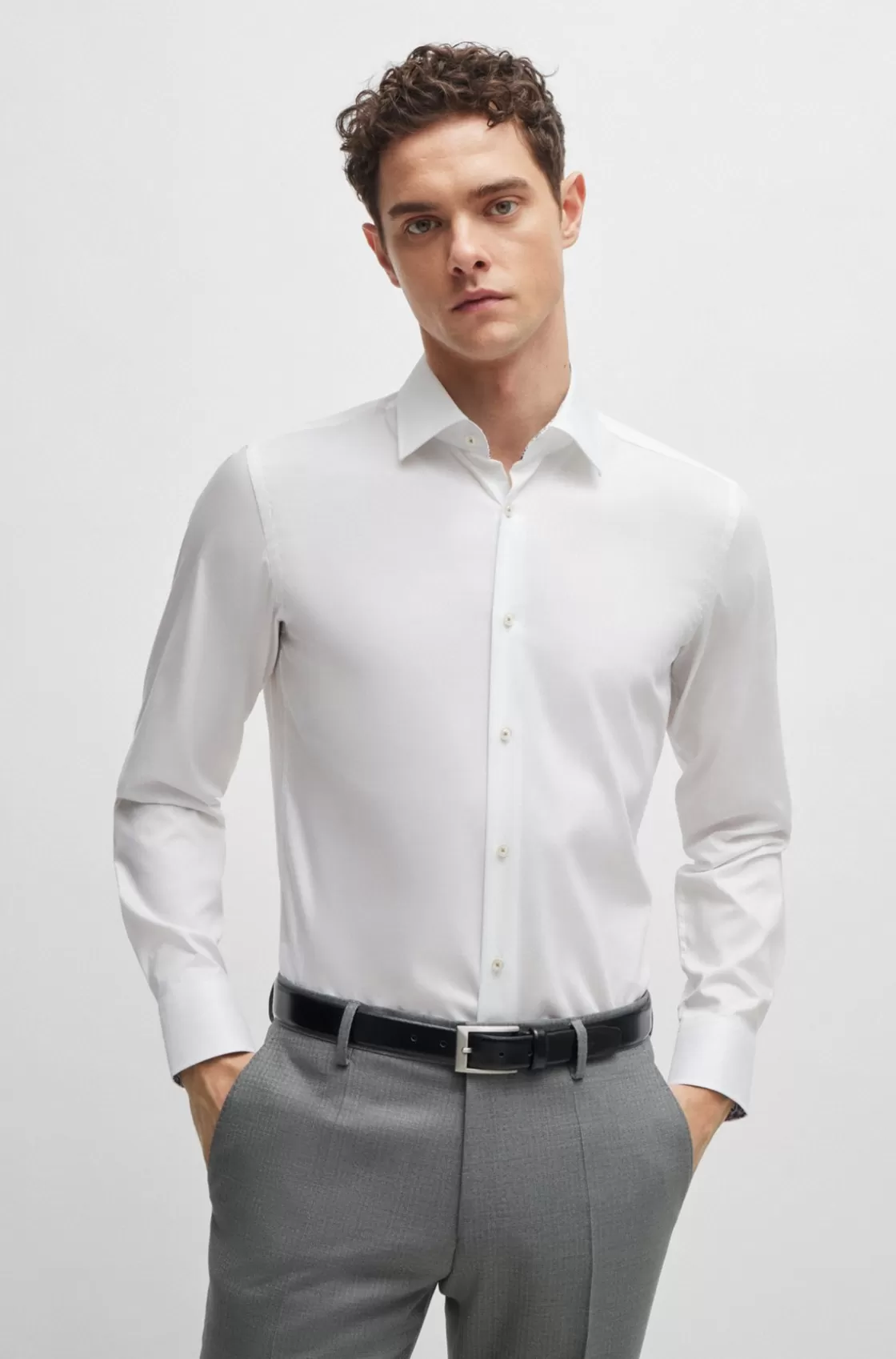 HUGO BOSS Slim-fit Shirt In Easy-iron Cotton Poplin White Sale