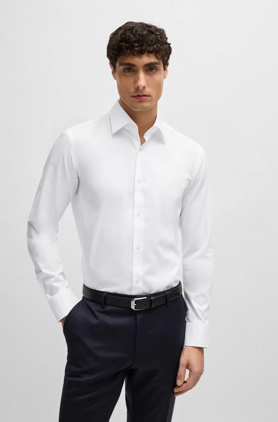 HUGO BOSS Slim-fit Shirt In Easy-iron Cotton Poplin White Fashion