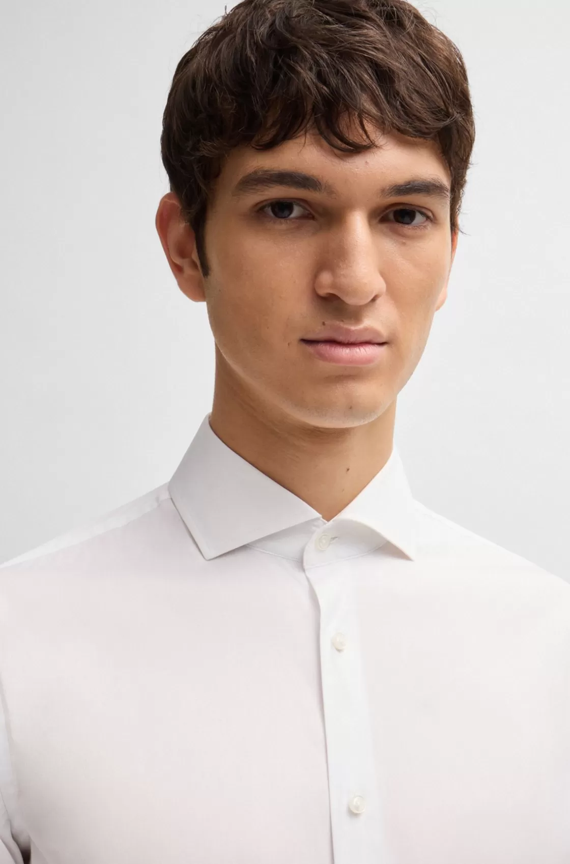 HUGO BOSS Slim-fit Shirt In Easy-iron Poplin White New