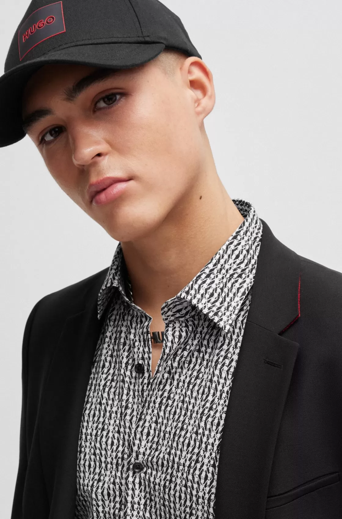 HUGO BOSS Slim-fit Shirt In Printed Cotton Poplin White Best Sale