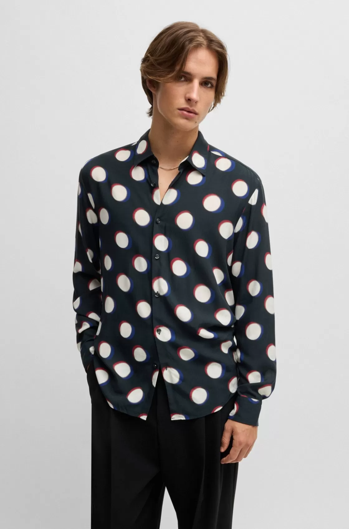 HUGO BOSS Slim-fit Shirt With Kent Collar In Seasonal Print Patterned Shop