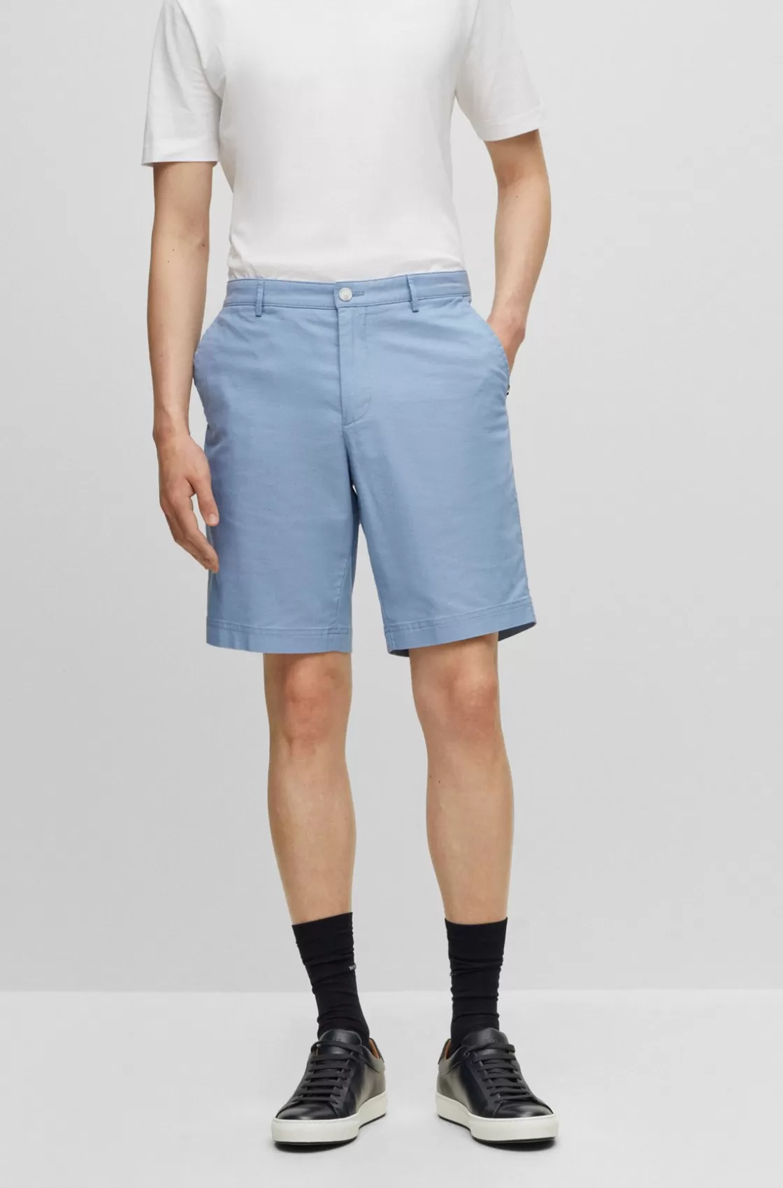 HUGO BOSS Slim-fit Shorts Light Blue Cheap
