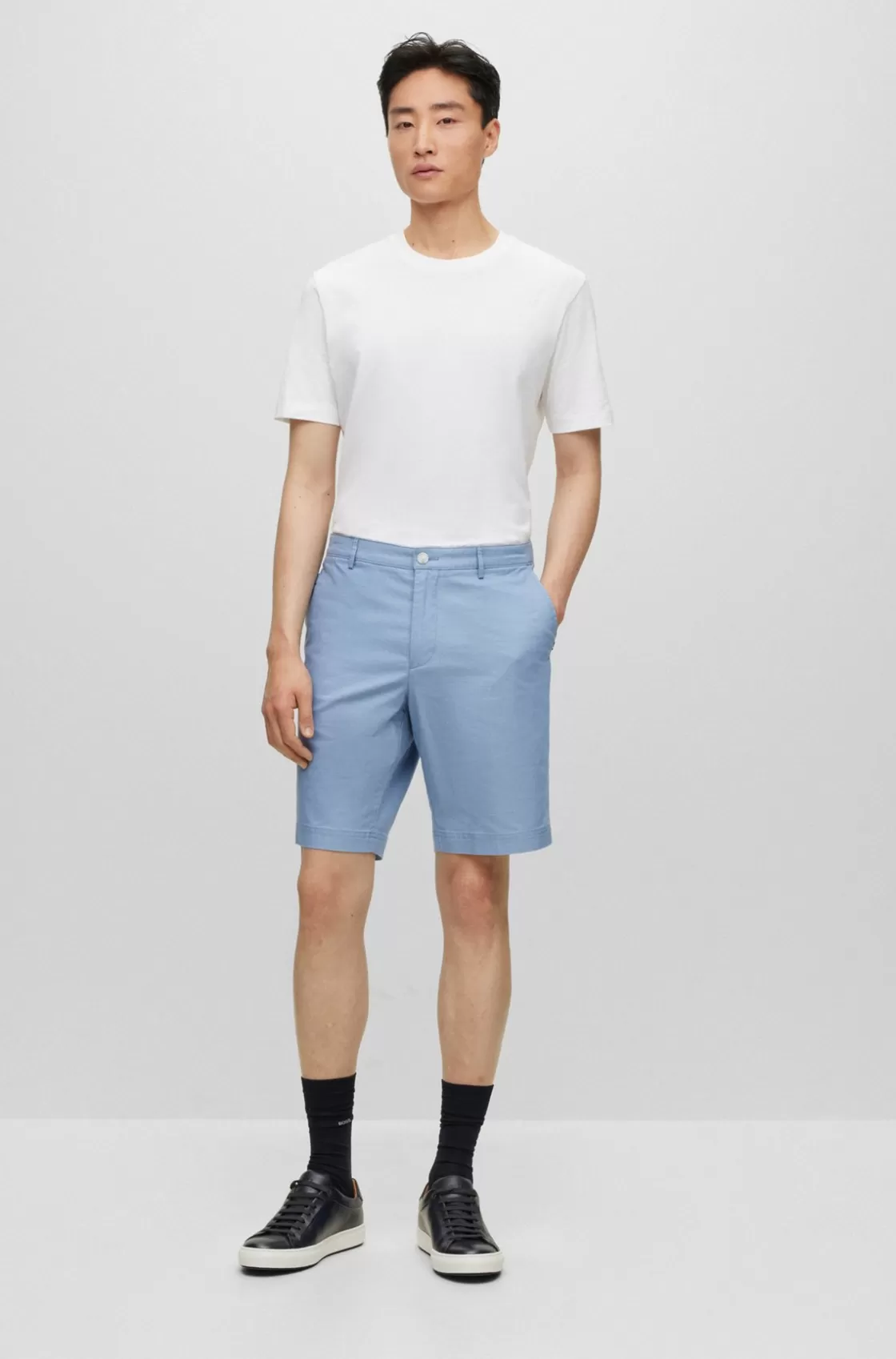HUGO BOSS Slim-fit Shorts Light Blue Cheap