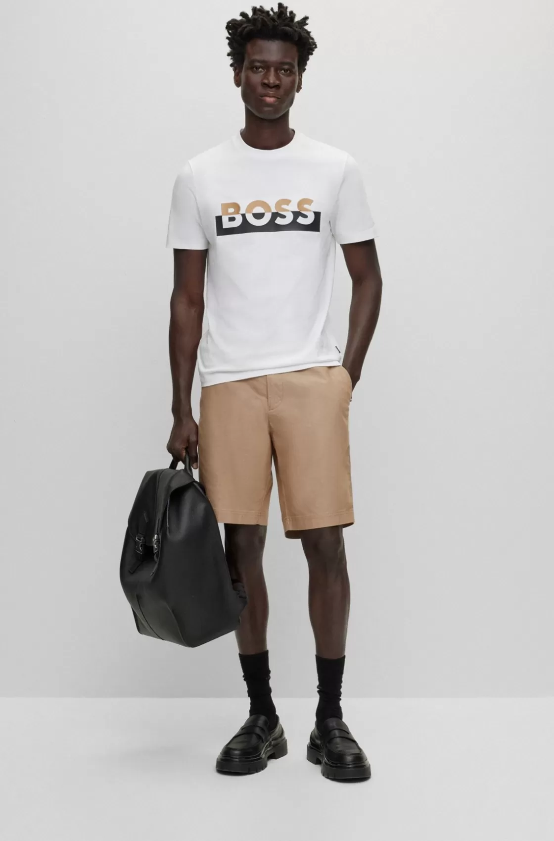 HUGO BOSS Slim-fit Shorts Beige Cheap