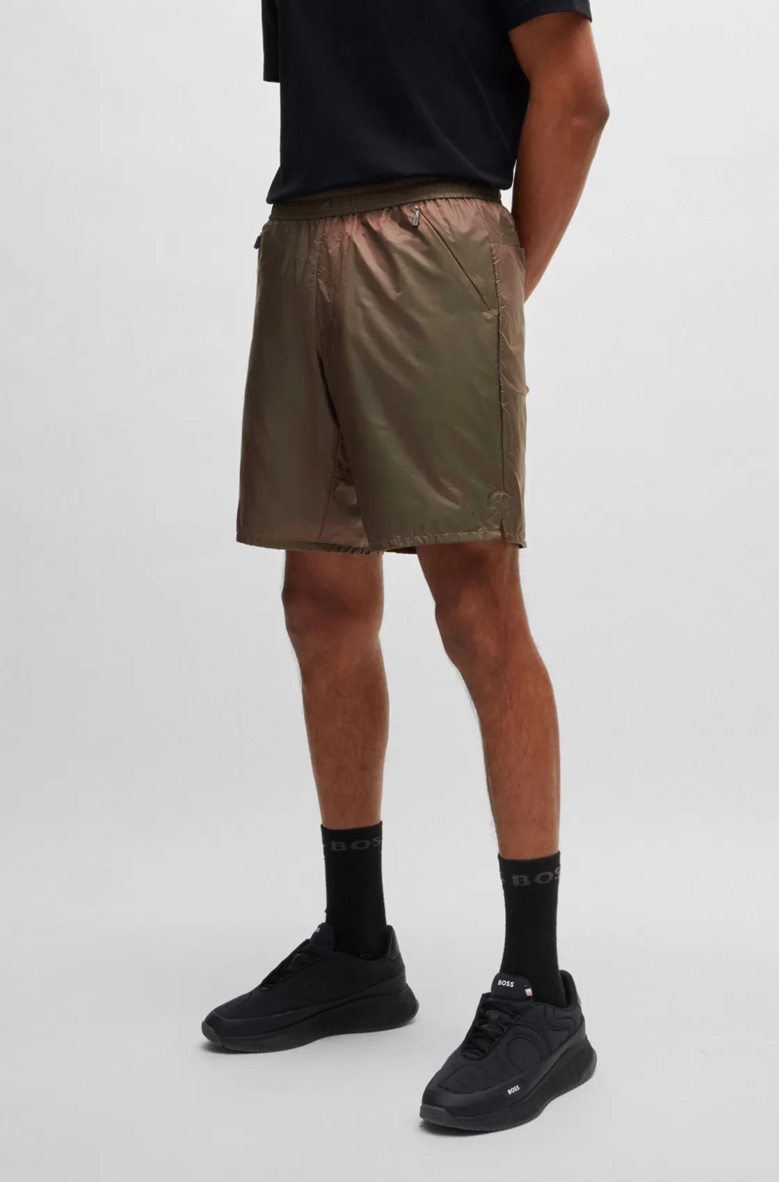 HUGO BOSS Slim-fit Shorts In Iridescent Ripstop With Inner Shorts Light Red Discount