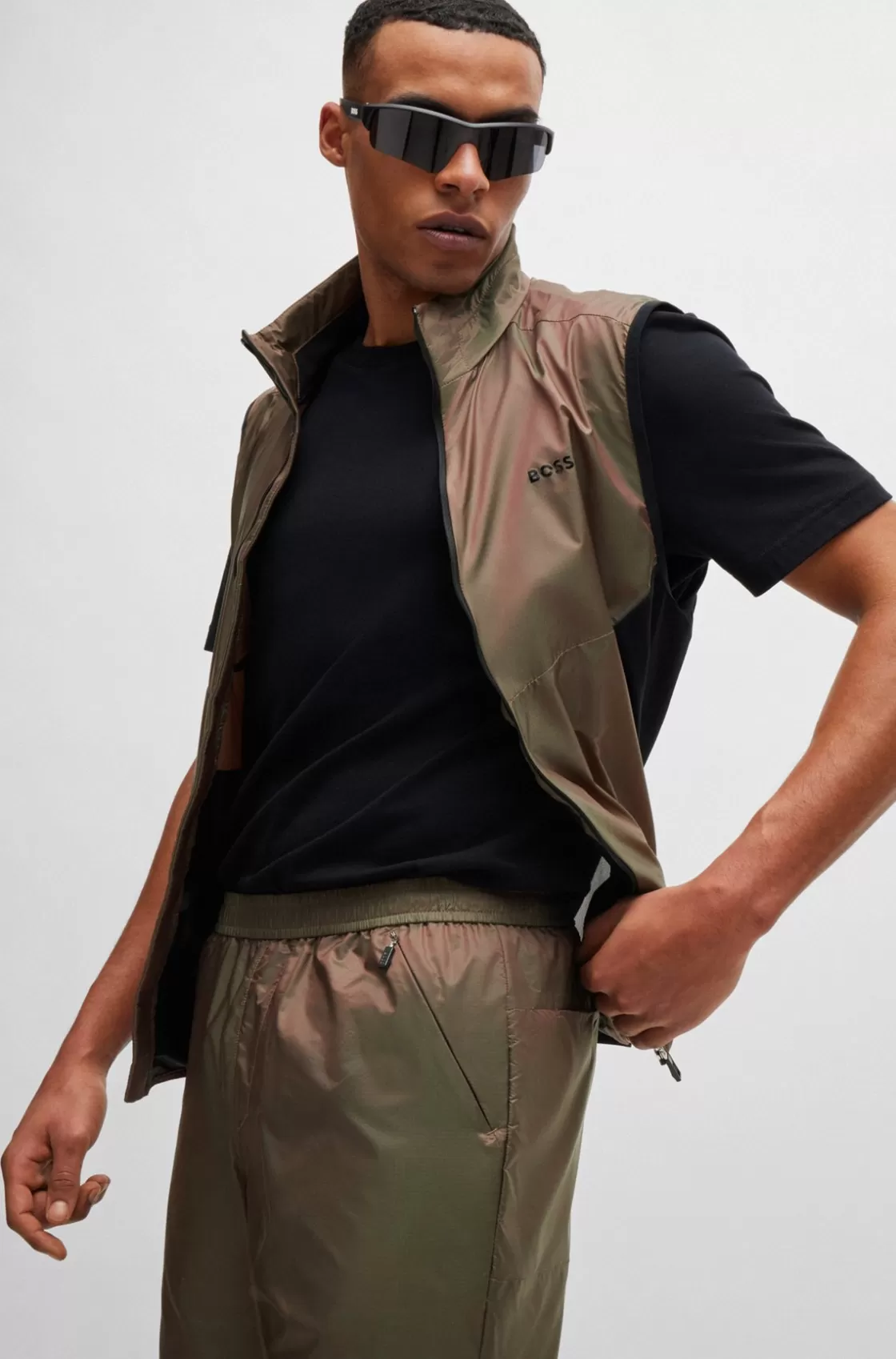 HUGO BOSS Slim-fit Shorts In Iridescent Ripstop With Inner Shorts Light Red Discount