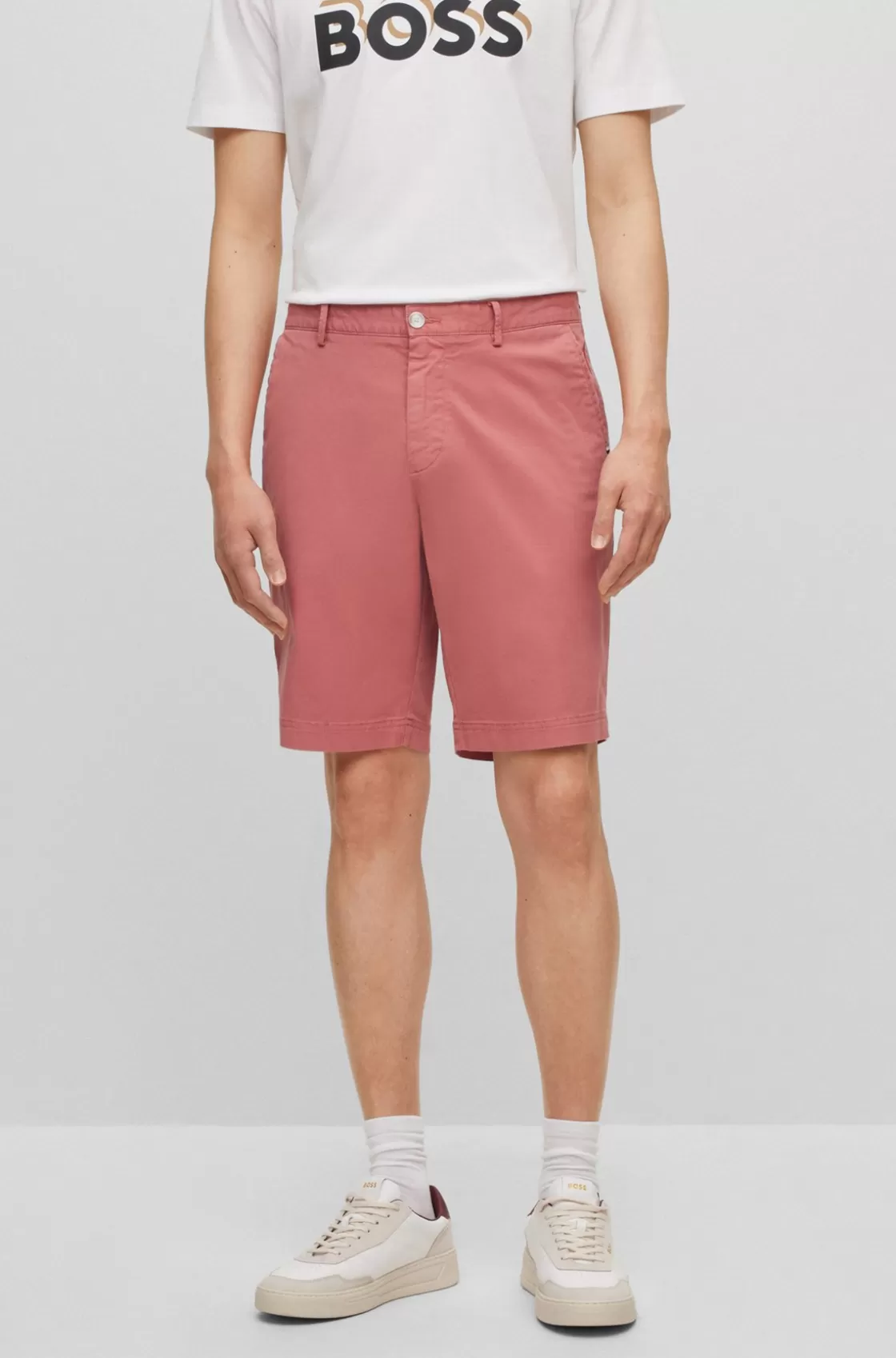 HUGO BOSS Slim-fit Shorts In Stretch-cotton Gabardine light pink Best