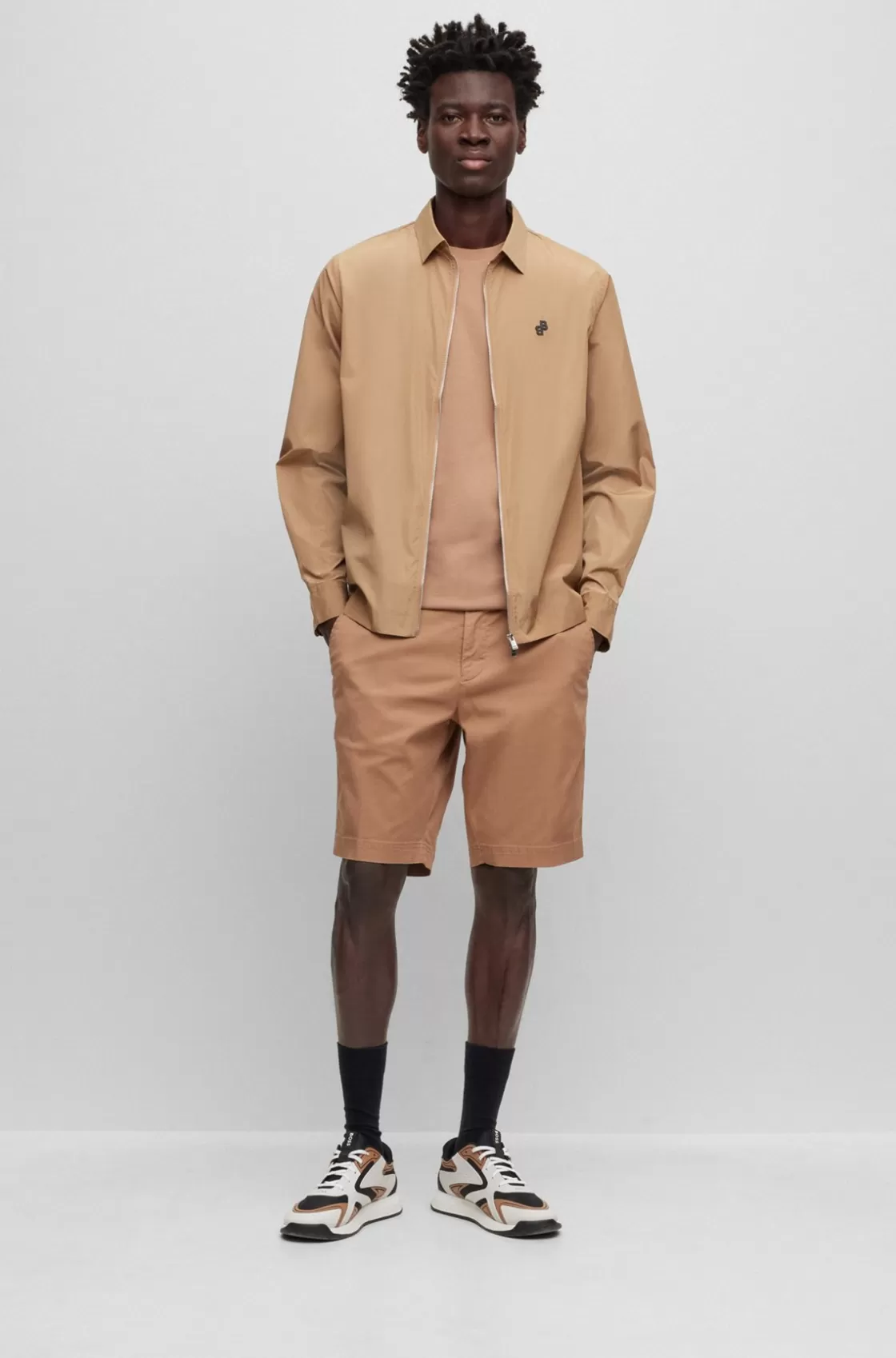 HUGO BOSS Slim-fit Shorts In Stretch-cotton Gabardine Beige Best