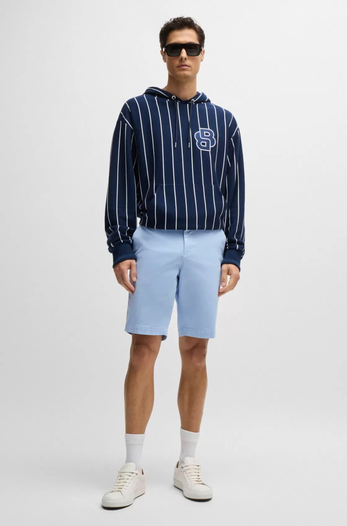 HUGO BOSS Slim-fit Shorts In Stretch-cotton Twill Light Blue Outlet