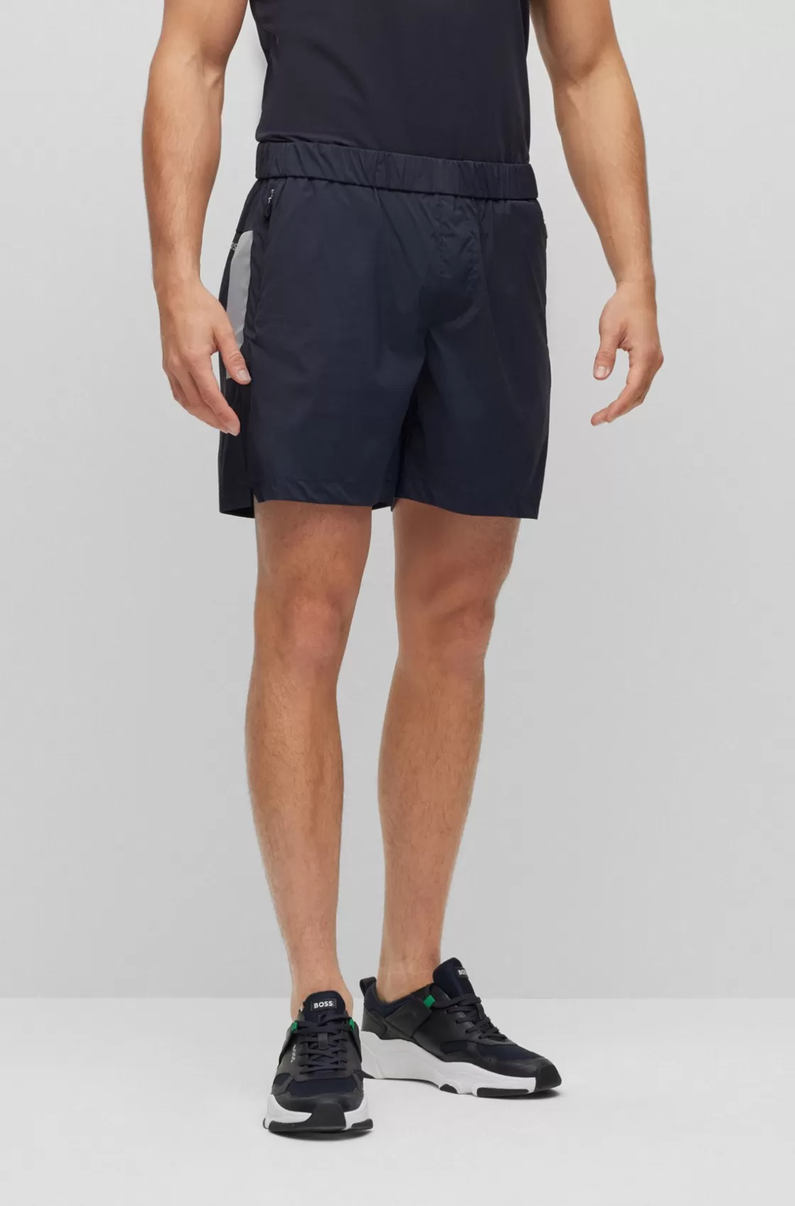 HUGO BOSS Slim-fit Shorts In Water-repellent Stretch Fabric Dark Blue Outlet