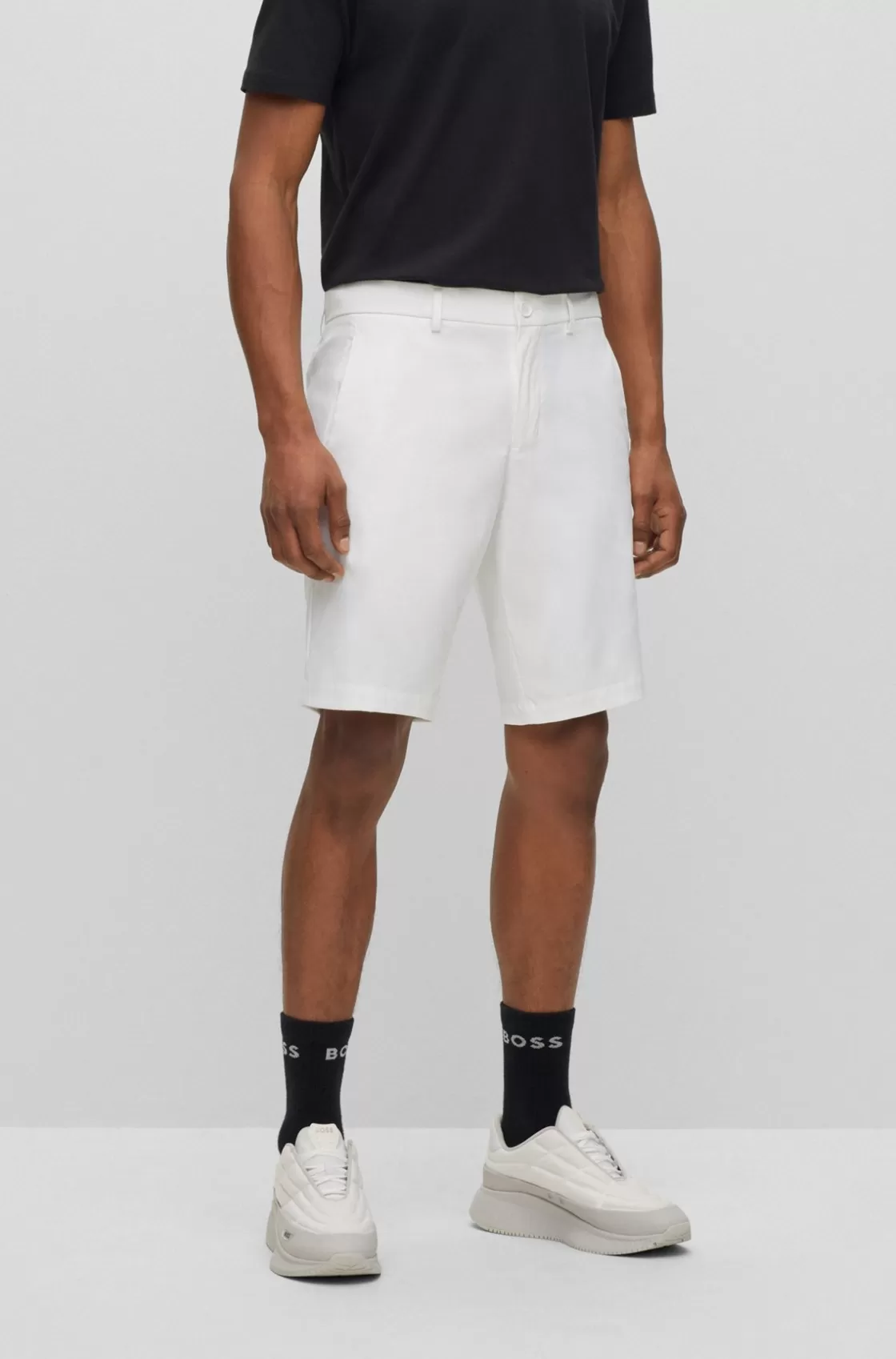 HUGO BOSS Slim-fit Shorts In Water-repellent Twill White Sale