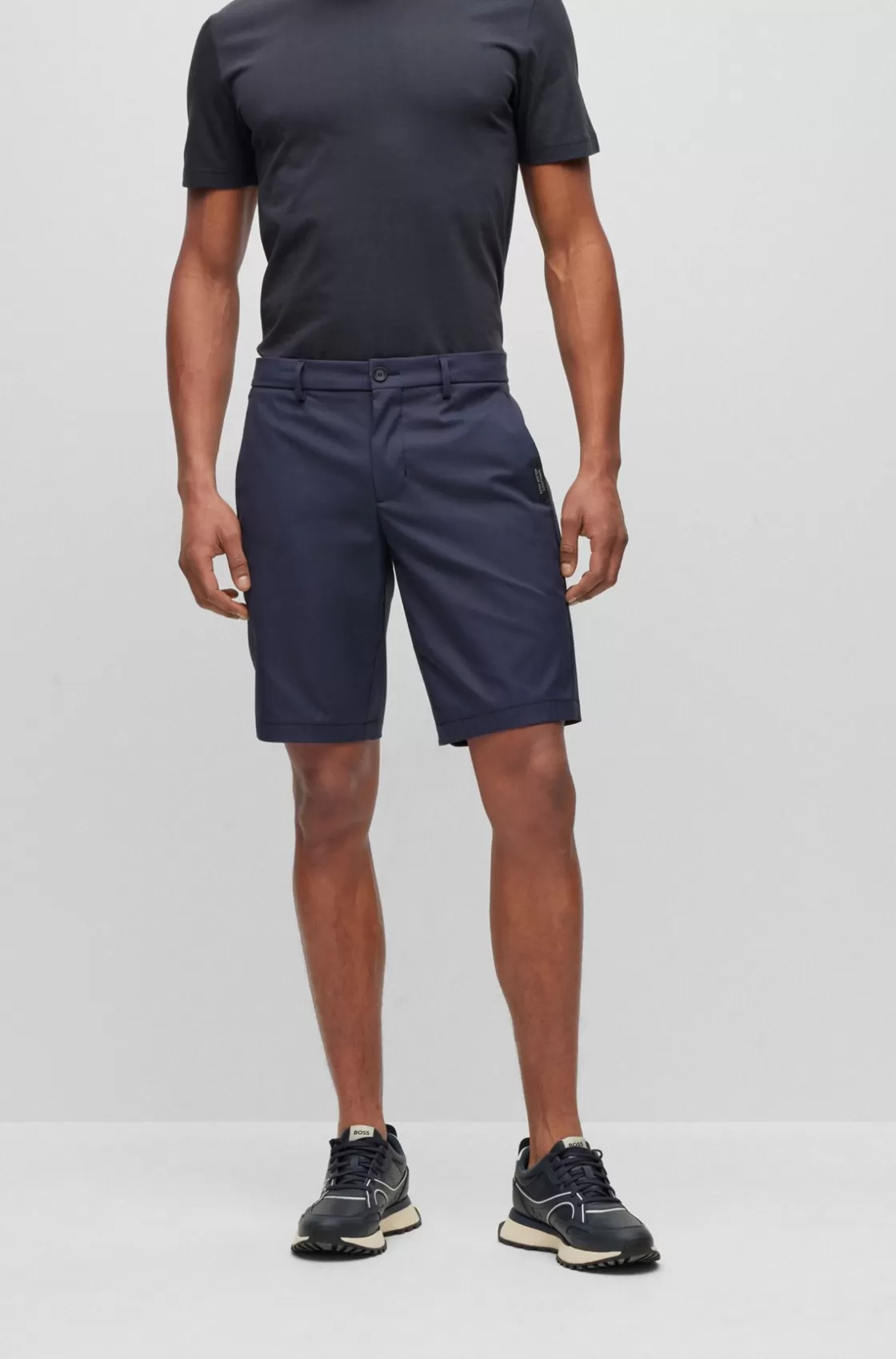 HUGO BOSS Slim-fit Shorts In Water-repellent Twill Dark Blue Best
