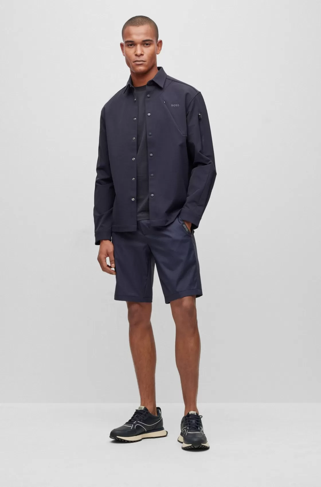 HUGO BOSS Slim-fit Shorts In Water-repellent Twill Dark Blue Best