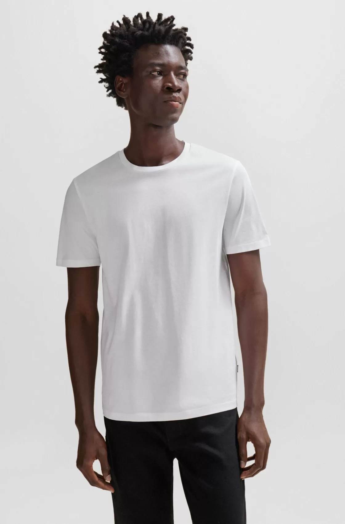 HUGO BOSS Slim-fit Short-sleeved T-shirt In Mercerized Cotton White Best Sale