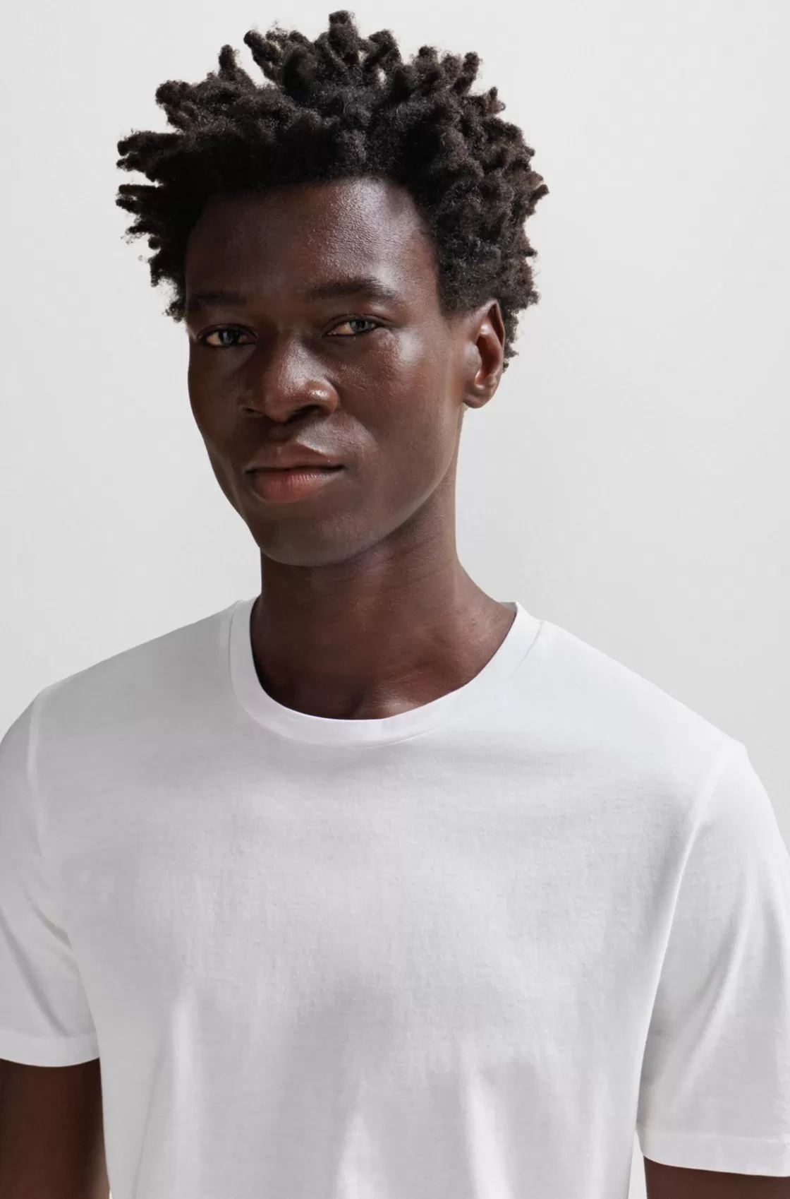 HUGO BOSS Slim-fit Short-sleeved T-shirt In Mercerized Cotton White Best Sale