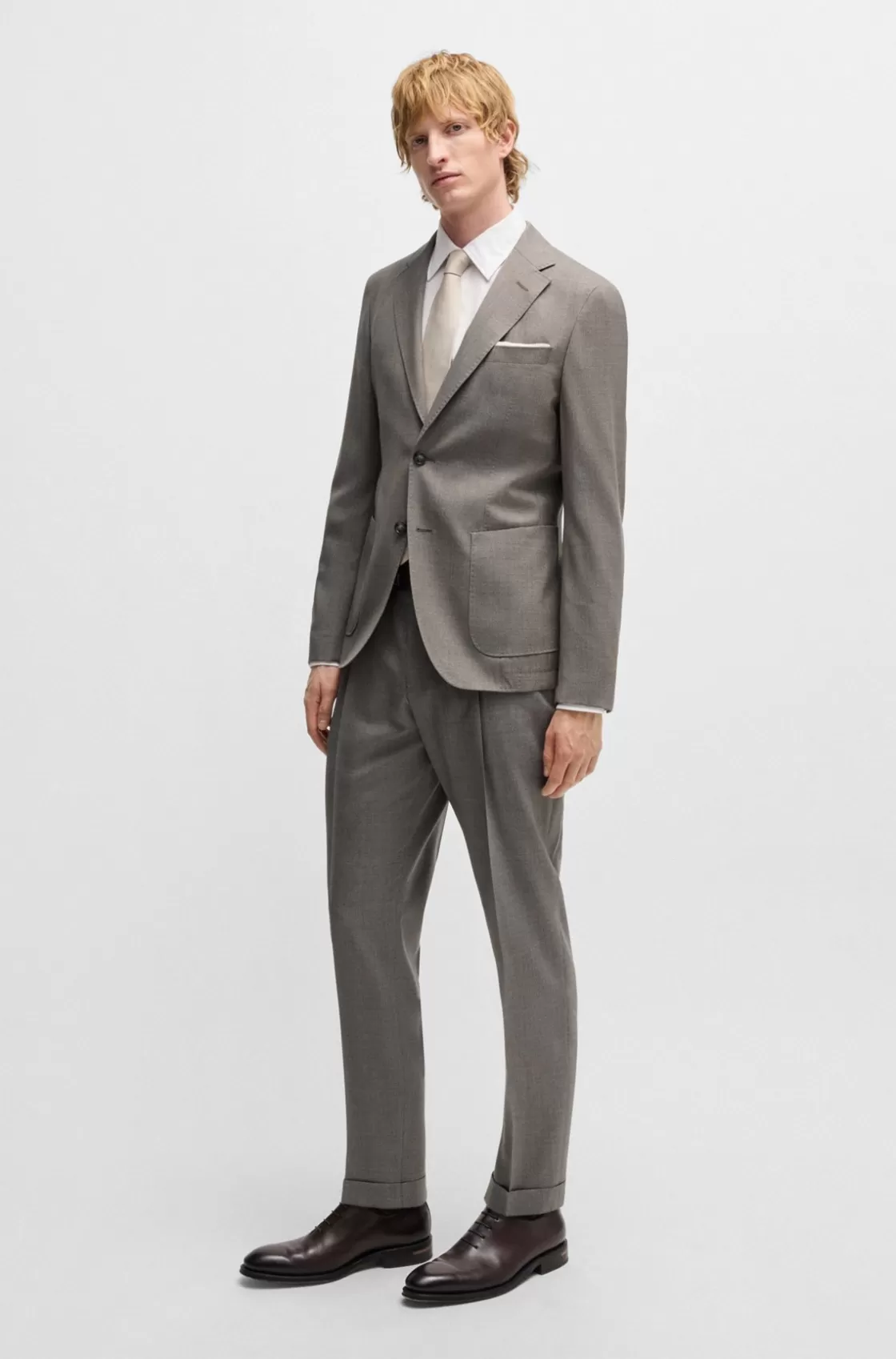 HUGO BOSS Slim-fit Suit In High-twist Virgin Wool Light Green Discount