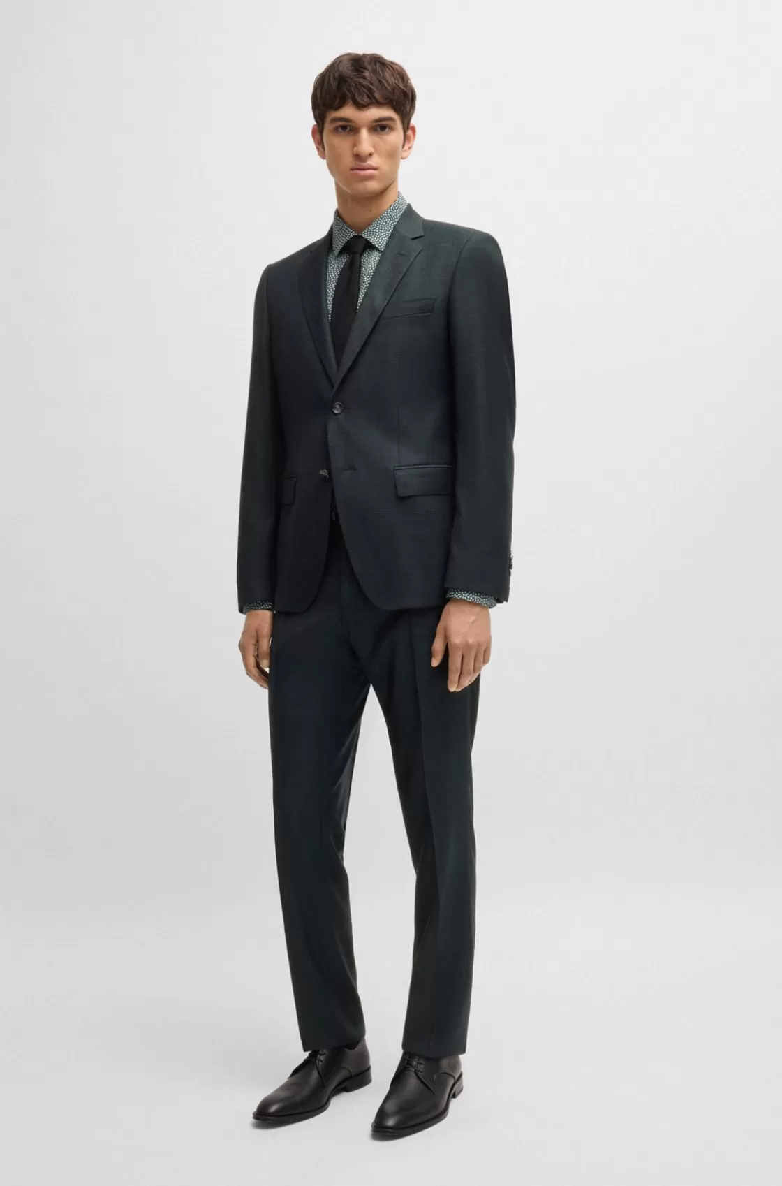HUGO BOSS Slim-fit Suit In Micro-patterned Stretch Wool Light Green Flash Sale