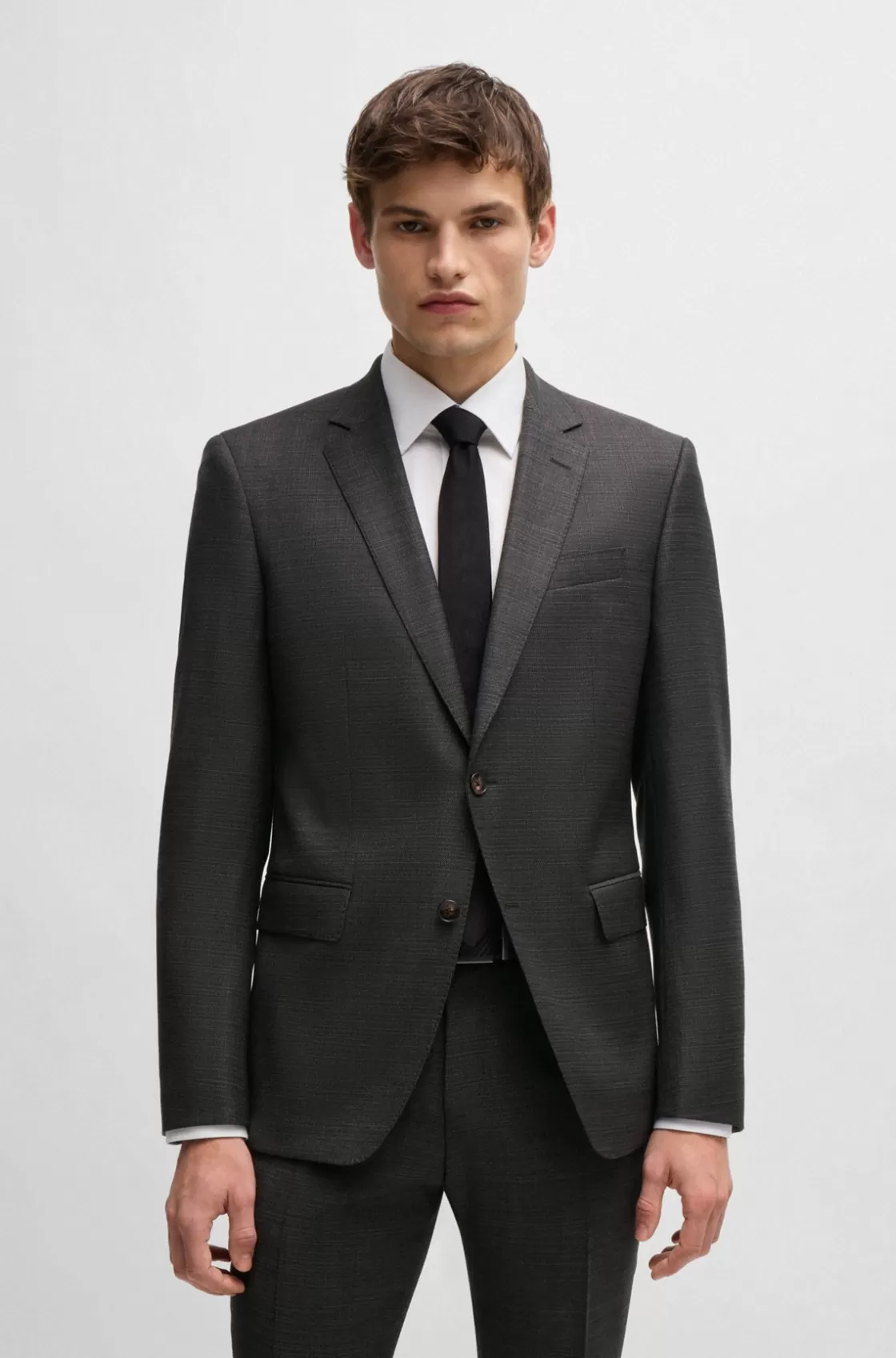 HUGO BOSS Slim-fit Suit In Micro-patterned Stretch Wool Light Green Cheap