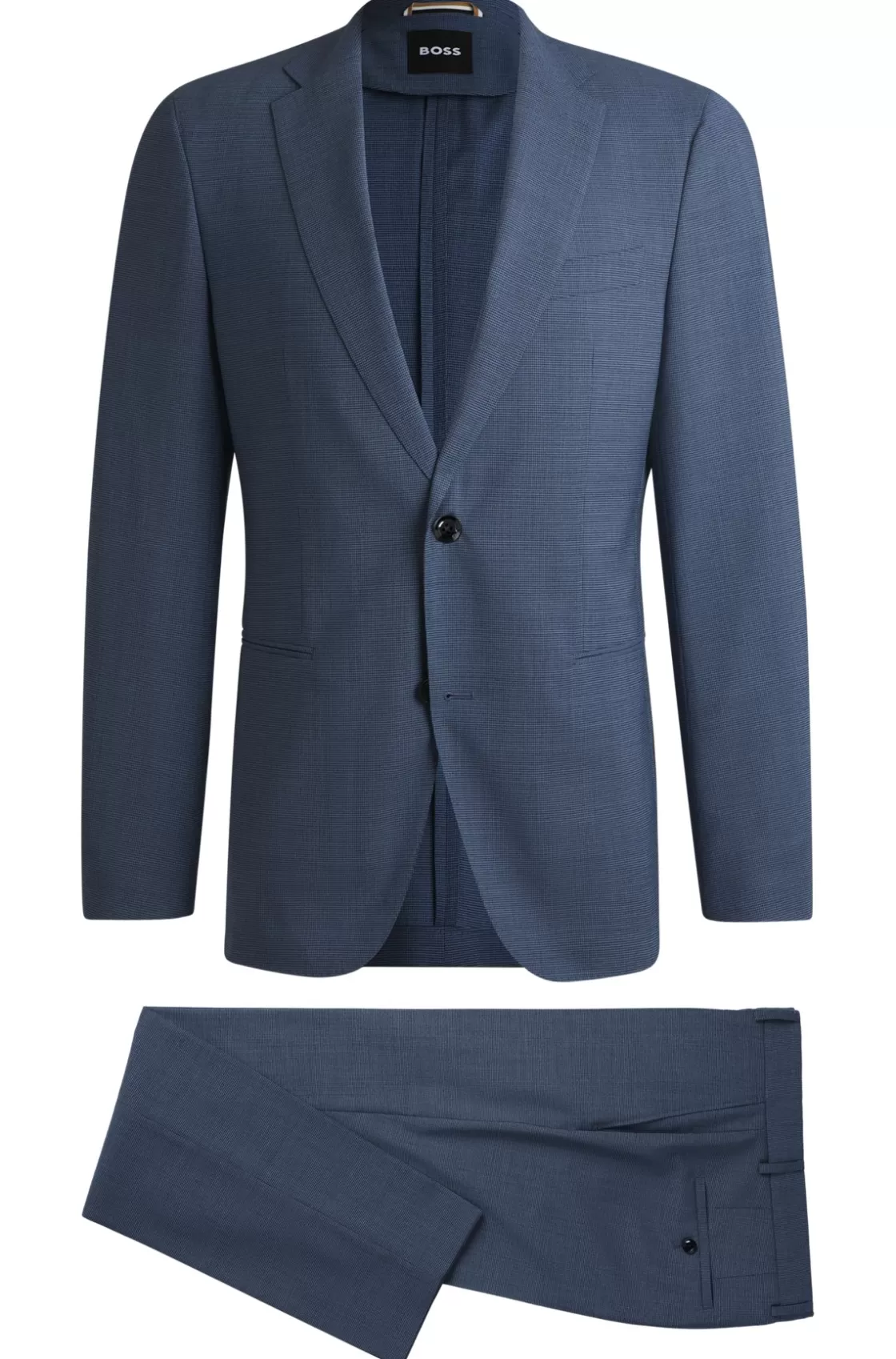HUGO BOSS Slim-fit Suit In Patterned Stretch Cloth Blue Outlet