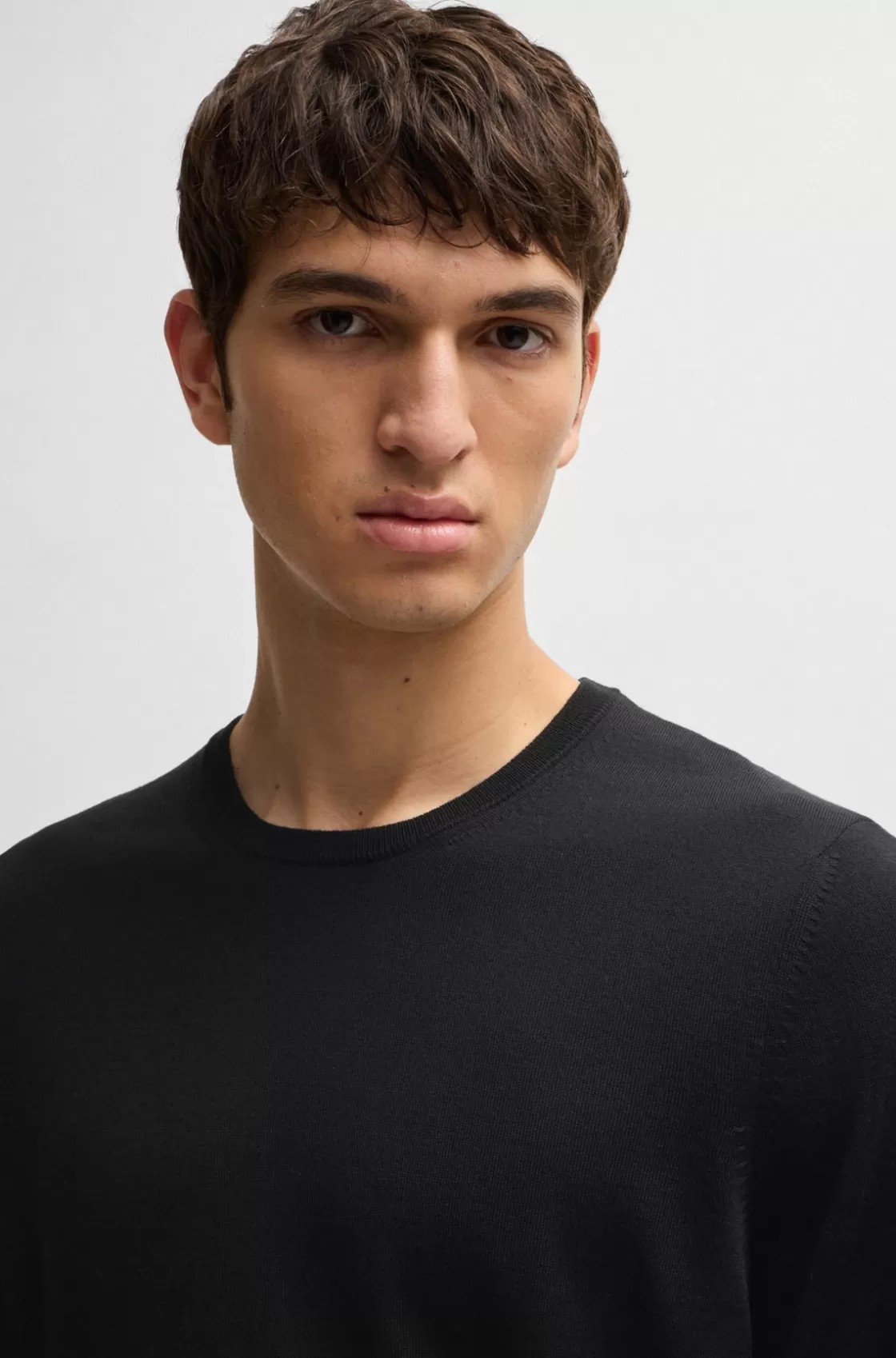 HUGO BOSS Slim-fit Sweater In Virgin Wool With Crew Neckline Black Best Sale