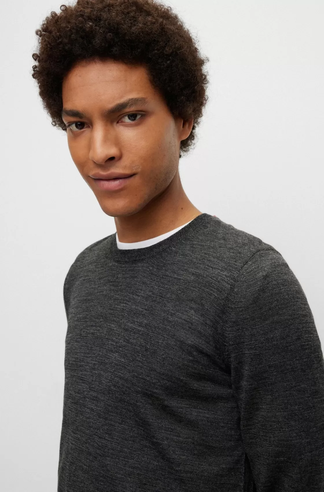 HUGO BOSS Slim-fit Sweater In Virgin Wool With Crew Neckline Black Shop