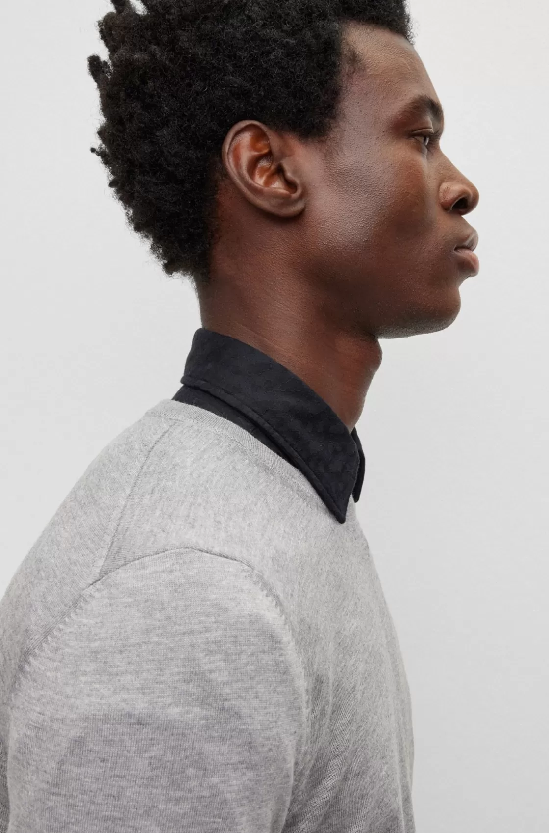 HUGO BOSS Slim-fit Sweater In Virgin Wool With Crew Neckline Silver Best Sale