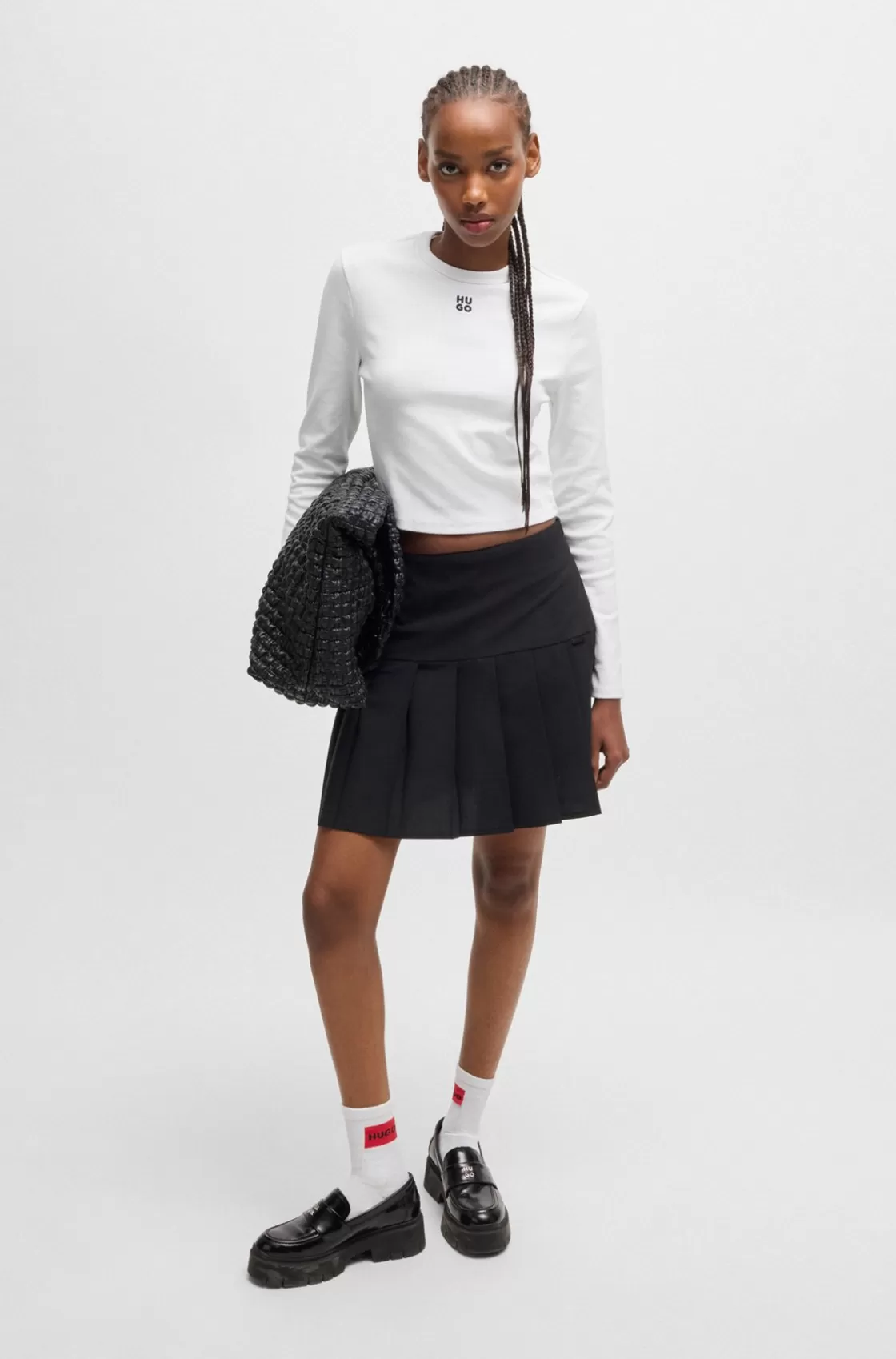 HUGO BOSS Slim-fit Top With Stacked Logo White Shop