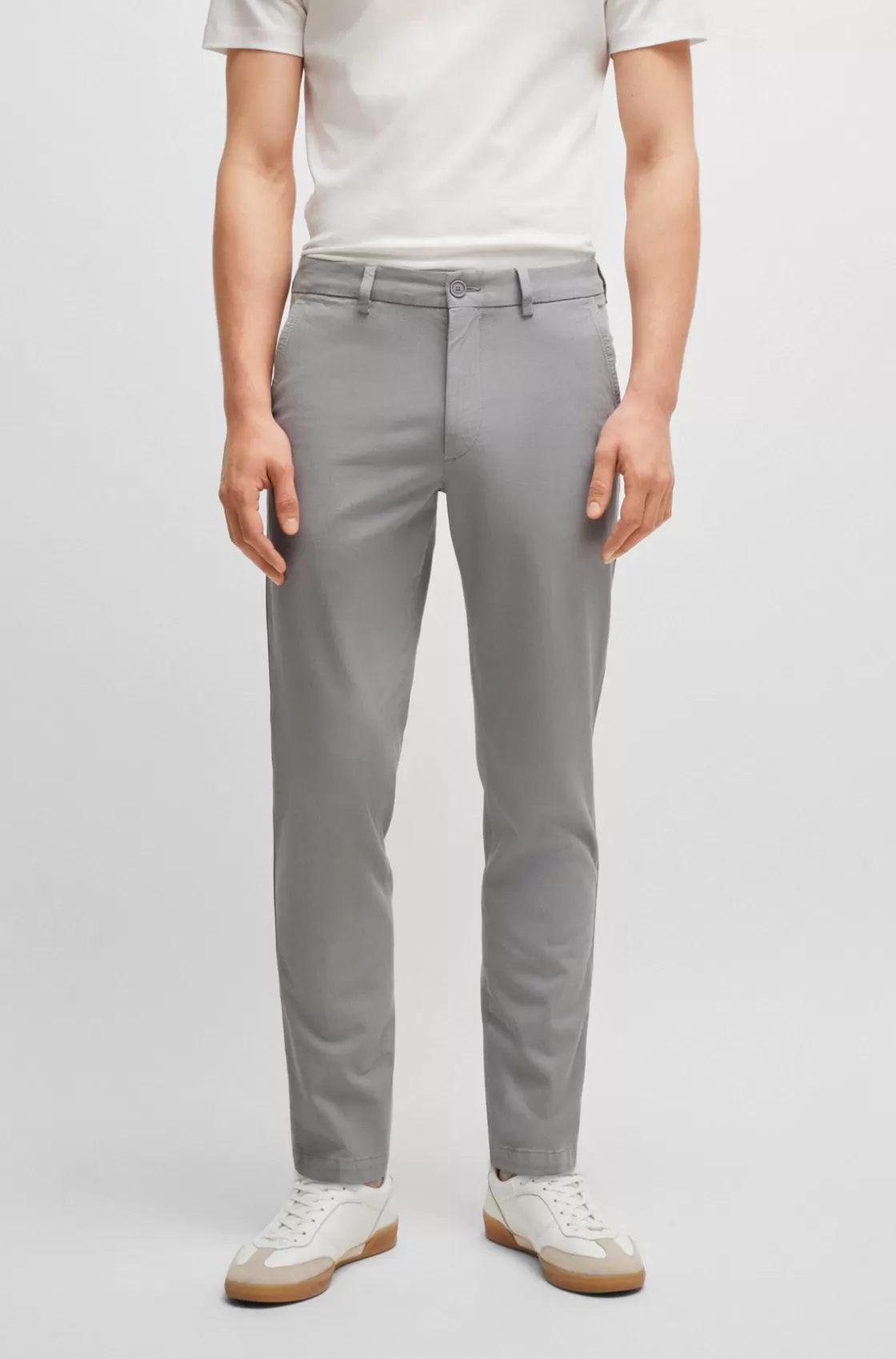HUGO BOSS Slim-fit Trousers Light Grey Sale