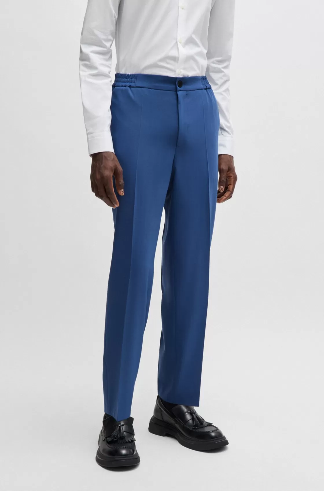 HUGO BOSS Slim-fit Trousers In Performance-stretch Cloth Blue Best