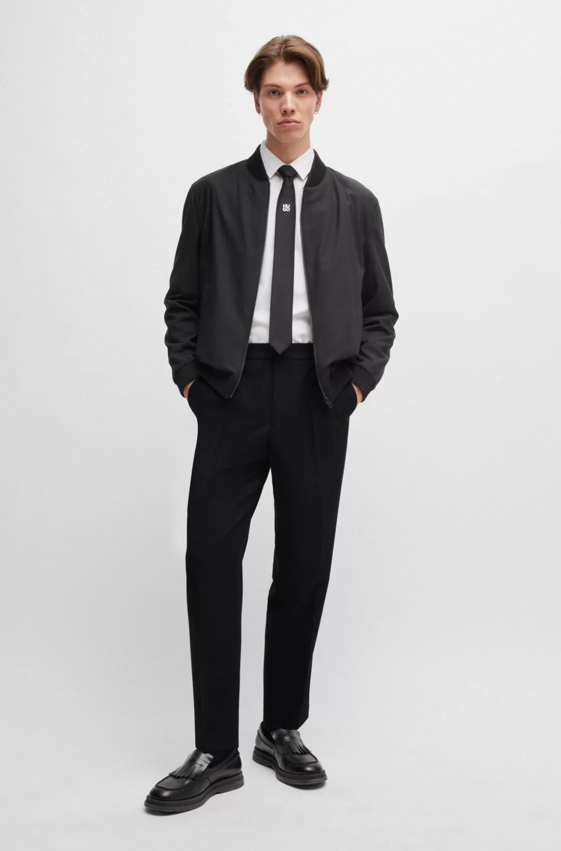 HUGO BOSS Slim-fit Trousers In Performance-stretch Cloth Black Cheap